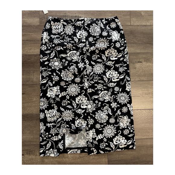 Talbots Black and White Floral‎ Maxi Skirt Size 18 NWT - Picture 1 of 4